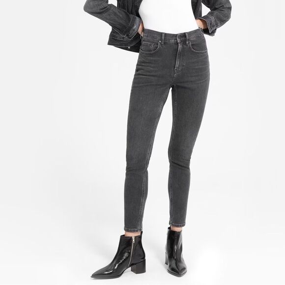 Everlane The High-Rise Skinny Jean Faded Washed Black 27 Ankle - Picture 4 of 8